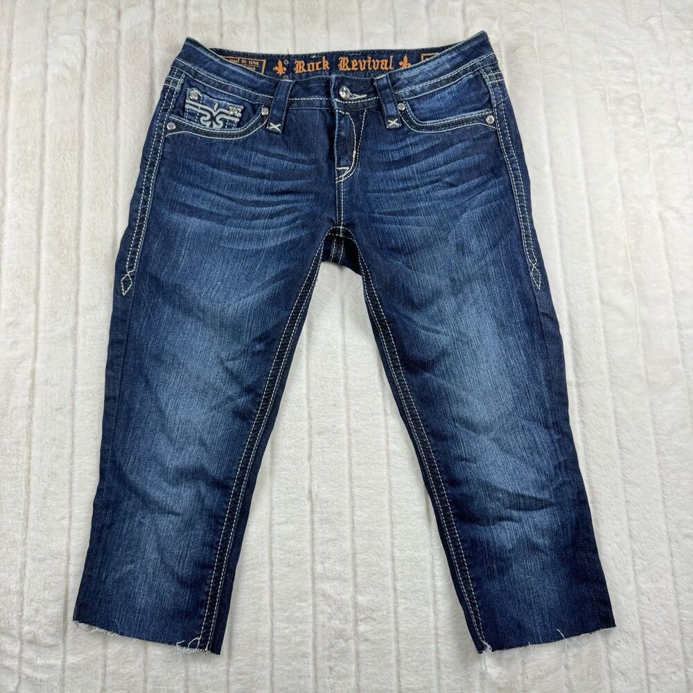 Rock Revival Sora Skinny Jeans Altered* Women's Size 28 Dark Wash Rhinestones
